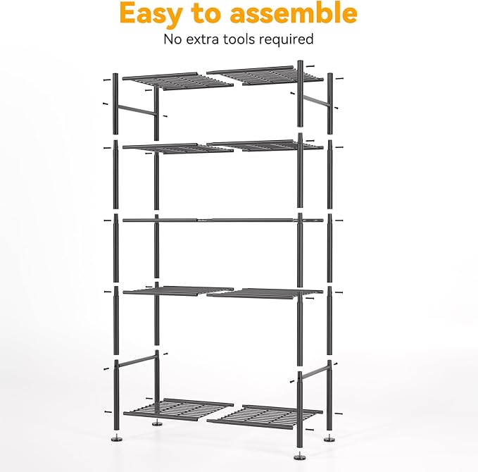 5 Tier Shelf Organizer Rack, Metal Shelving Unit - Image 5