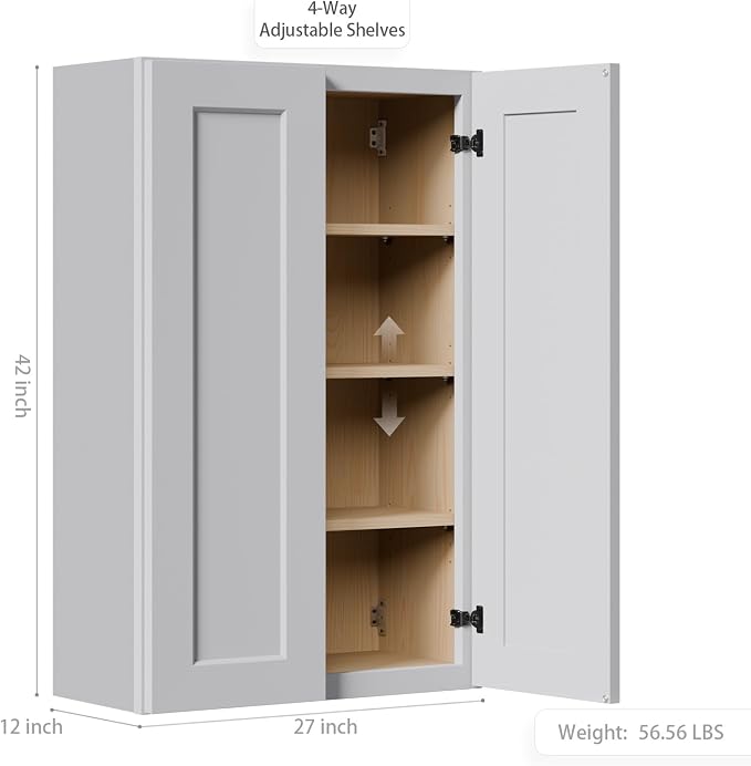 27 Inch Medicine Cabinet Wall Mounted, Solid Wood Over The Toilet Storage - Image 3