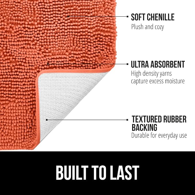 GORILLA GRIP Plush Absorbent Shaggy Chenille Bath Rug Mat - Image 3