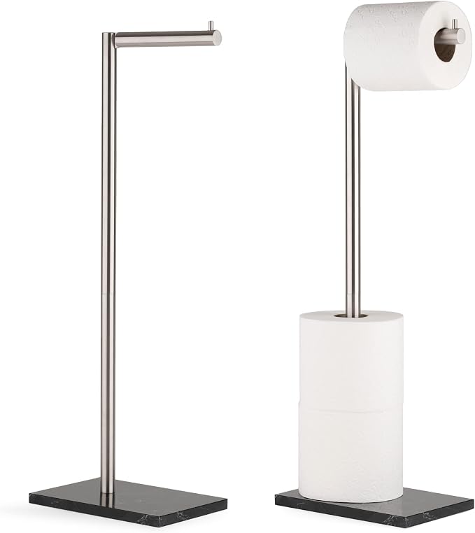 MARMOLUX ACC Free Standing Brushed Nickel Toilet Paper Holder Stand by MARMOLUXACC