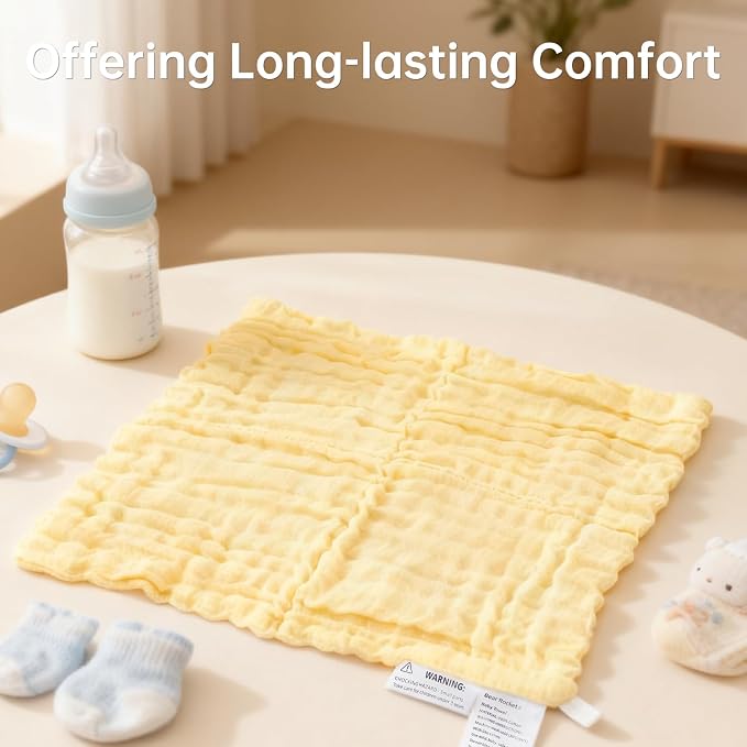Organic Muslin Baby Washcloths 6 Pack Baby Bath Face Towel 12x12 Inch Extra - Image 4