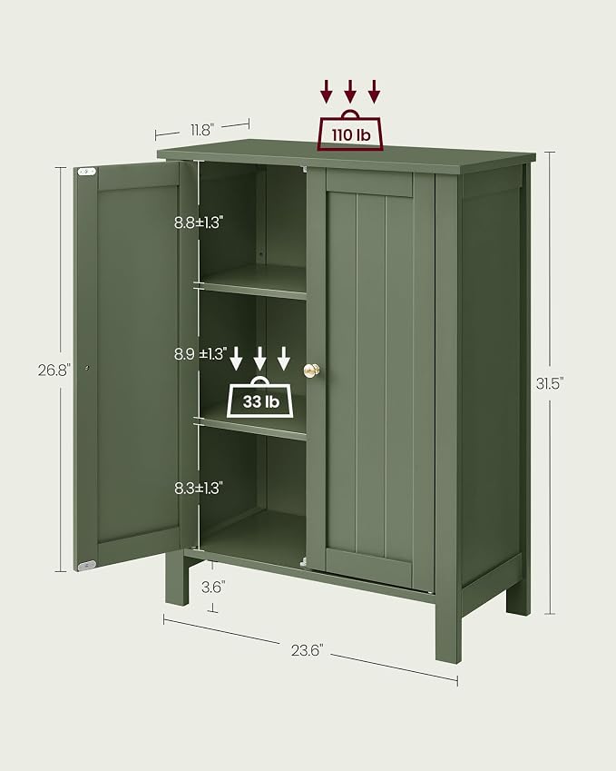 VASAGLE Floor Storage Cabinet, Freestanding Storage Unit - Image 3