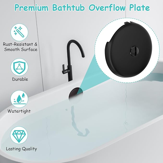 Single Hole Bathtub Drain Cover 1/8", Universal Bathtub Overflow Drain Cover - Image 5