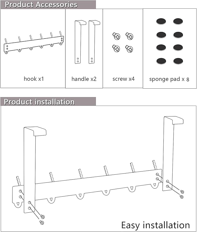 DOKU Over The Door Hook, Heavy Duty Over Door Hanger Holder - Image 7