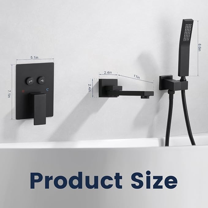Wall Mount Bathtub Faucet Set Included 180°Swivel bathroom Tub Filler faucets - Image 7