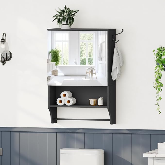 Bathroom Wall Cabinet with Mirror, Medicine Cabinet with 2 Door and Adjustable - Image 5