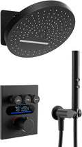 Lefton Shower System in Fahrenheit Display, 13” Overhead Round Rainfall Shower by LeftonSanitary