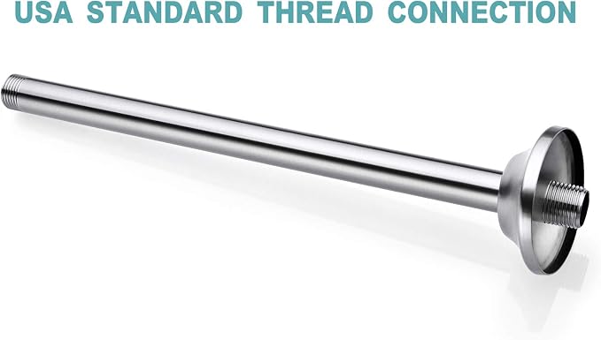 BESTILL 12 Inch Ceiling Mount Rain Shower Head Arm and Flange, Brushed Nickel - Image 6