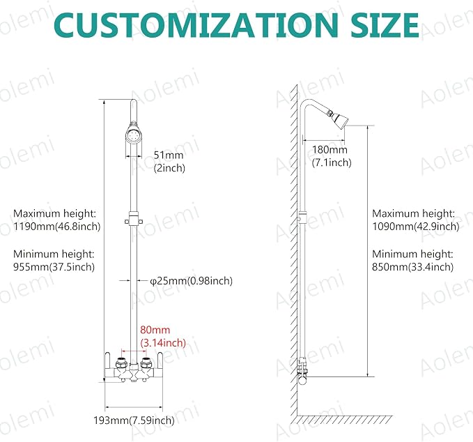 Aolemi Outdoor Shower Fixtures Outdoor Shower Kit Faucet System 3 Inch Center 2 - Image 6