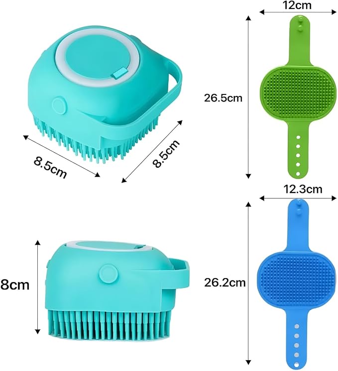 3-Pack Dog Bath Brush with Shampoo Dispenser – Silicone Dog Scrubber - Image 6
