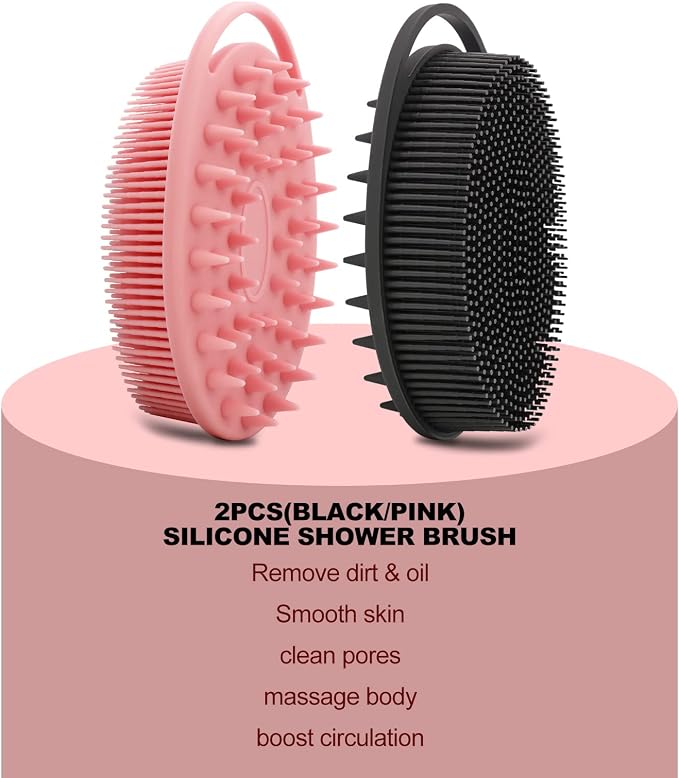 2 Pack Silicone Body Scrubber, Loofah Double-Sided Body Brush, Shower Scrubber - Image 6