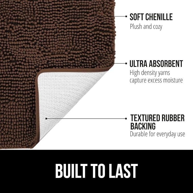 GORILLA GRIP Bath Rug Mat 36x24, Thick Soft Absorbent Chenille, Quick Dry - Image 2