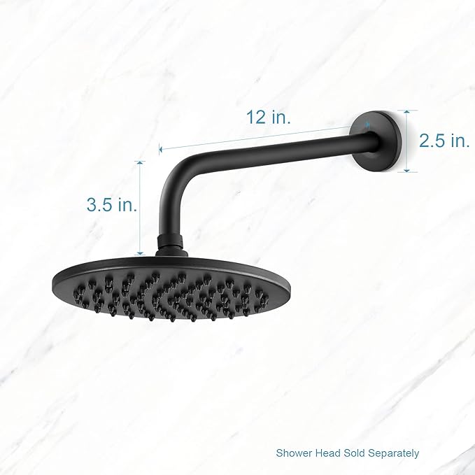 OFFO Shower Arm with Flange, 12 in Wall Mount Replacement Angle Shower Head Arm - Image 5