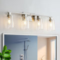 4 Light Bathroom Light Fixtures, Brushed Nickel Modern Bathroom Vanity Light by SOPEASGlobalperspective