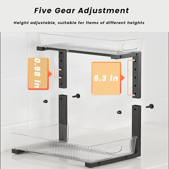 2 Pack Under Sink Organizer, 2 Tier Pull Out Storage Organizer, Slide Out - Image 4