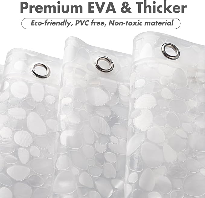 WELTRXE Shower Curtain Liner Waterproof, 8G Thick EVA, Heavy Duty Shower Liner - Image 3