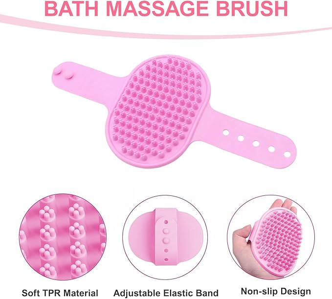 6PCS Pink Dog Washing Kit with Dog Brush, Shampoo Brush, Bath Scrubber - Image 4
