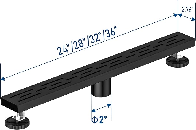 Neodrain 24 in Matte Black Linear Shower Drain, Rectangular Linear Drain - Image 4