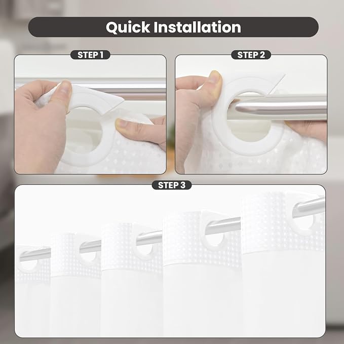 Inhousolu Extra Long No Hook Shower Curtain - Image 3