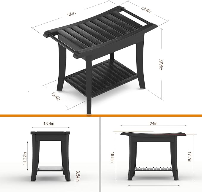 Bamboo Shower Stool Bench Waterproof - Image 2