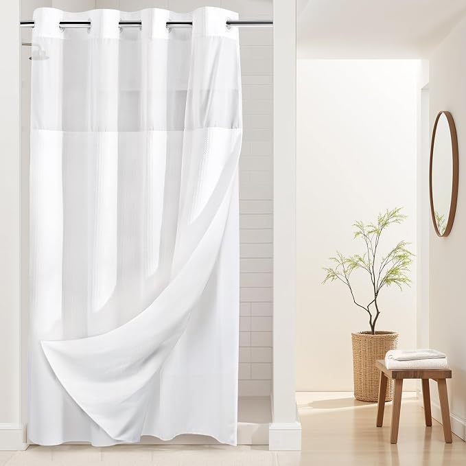 River Dream Stall Heavyweight No Hooks Required Dotted Waffle Weave Shower by RiverDream