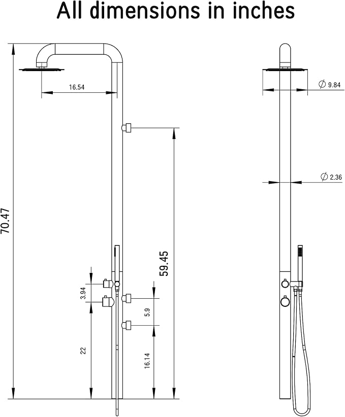 HEATGENE Outdoor Shower with Body Jets and Handheld, Wall-Mounted Shower Head - Image 2