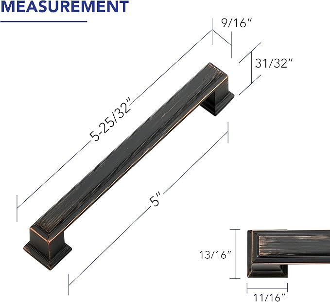 Ravinte Hardware 5 Pack Oil Rubbed Bronze Cabinet Pulls, 5 Inch Hole Center - Image 2