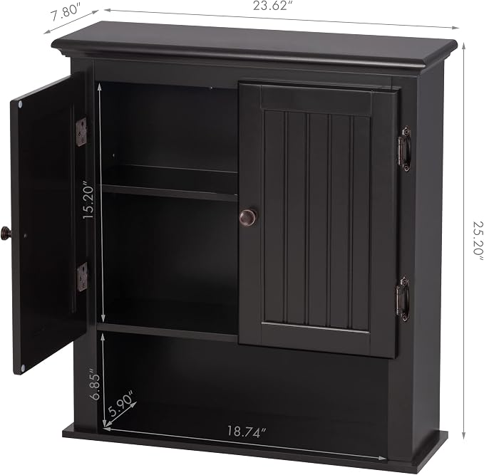 UTEX Bathroom Cabinet Wall Mounted, Wood Hanging Cabinet, Wall Cabinets - Image 3