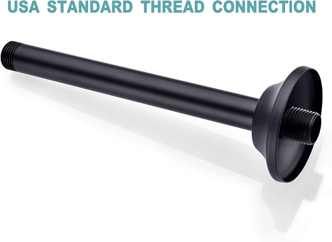 BESTILL 8 Inch Ceiling Mount Rain Shower Head Arm and Flange, Matte Black - Image 6