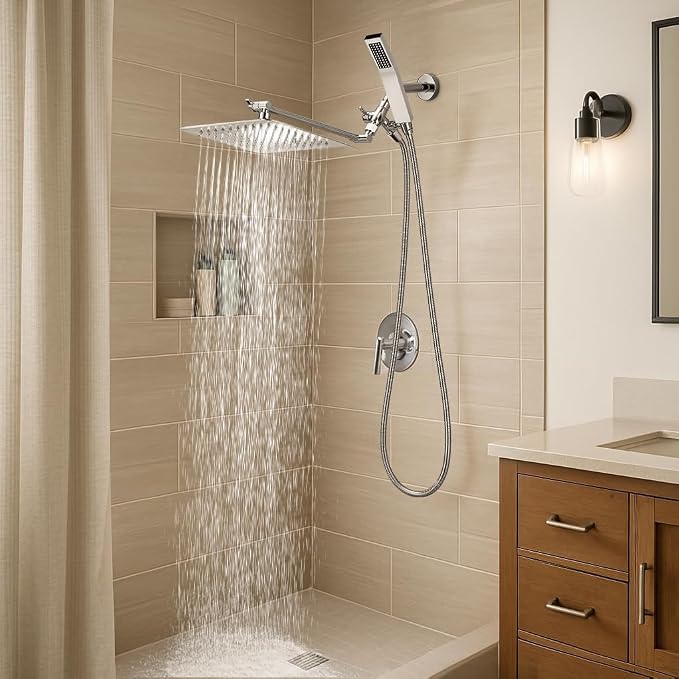 G-Promise All Metal 10" Dual Square Shower Head Combo | Rain Shower Head | - Image 5