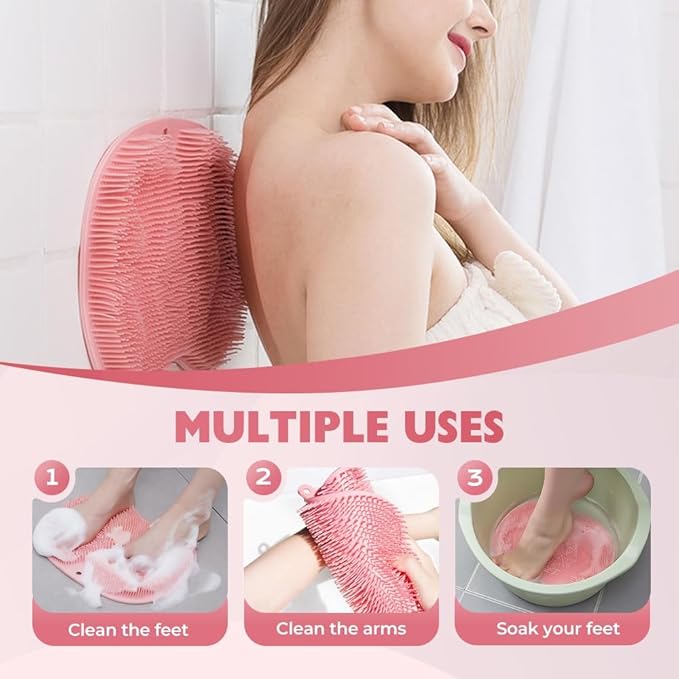 2026 New Silicone Shower Foot Scrubber Mat, Foot Back Cleaning Pad Back Washer - Image 2