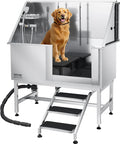 VEVOR Stainless Steel Dog Washing Station, 50 inch Pet Grooming Tub w/Stairs by VEVOR