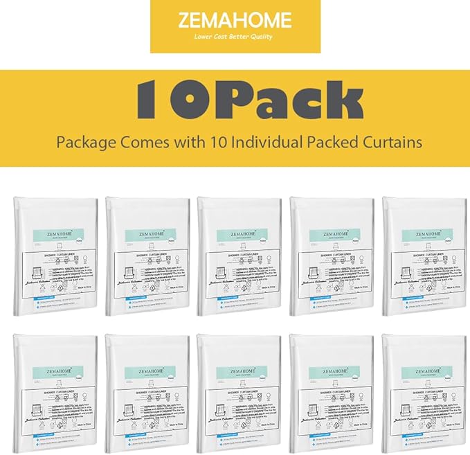 10 Pack PEVA Plastic Shower Curtain Liner Premium Light Weight 72" x 72" Clear - Image 2