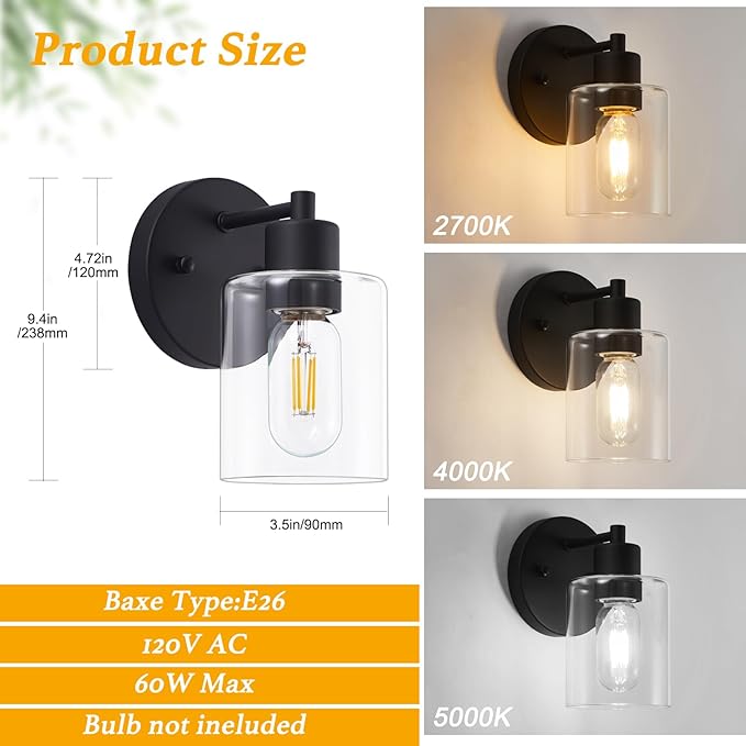 Wall Sconces for Bathroom, Modern Vanity Light Fixtures, Farmhouse Wall Lights - Image 7