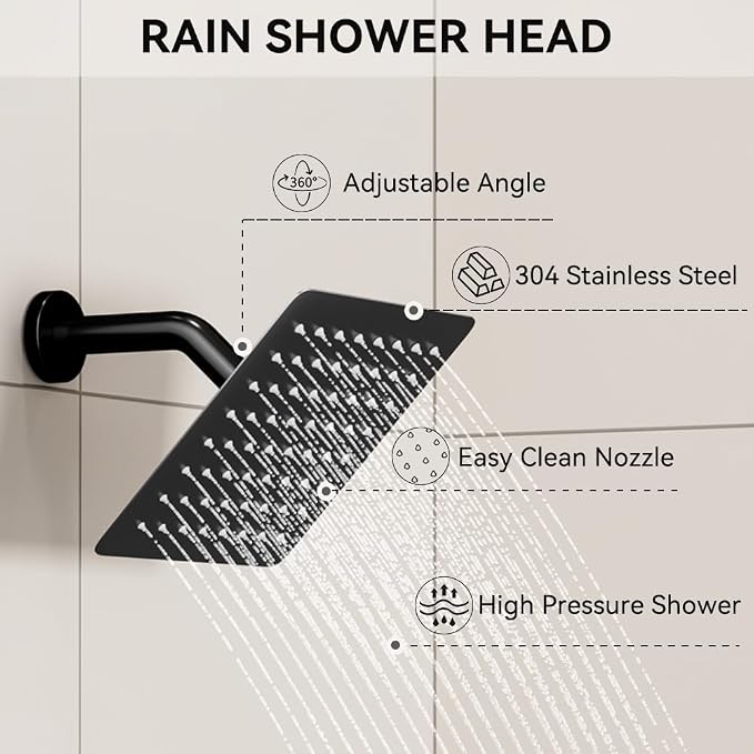 Shower Faucet Set Matte Black Shower System, STARBATH 10" Ceiling Mount Rain - Image 9