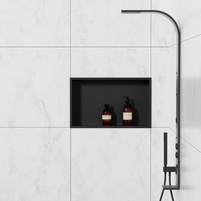 Stainless Steel Shower Niche 20" X 12" Matte Black No Tile Needed Niche Shower - Image 7