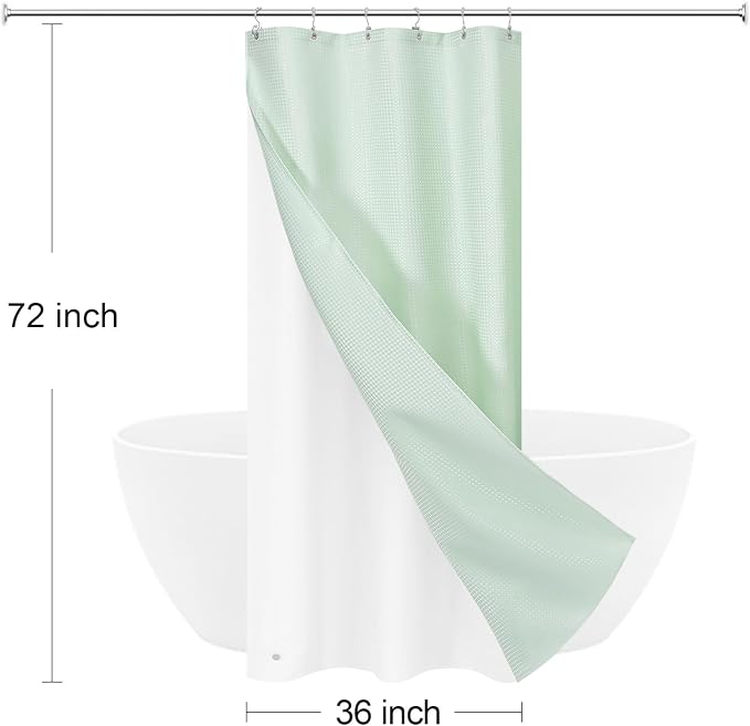 3 in 1 Stall Half Size Mint Green Shower Curtain Set-36 W x 72 H, Modern Waffle - Image 8