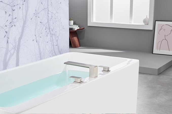 SITGES Minimalist Square-Shaped Bathtub Faucet, 2-Handle Widespread Roman Tub - Image 2