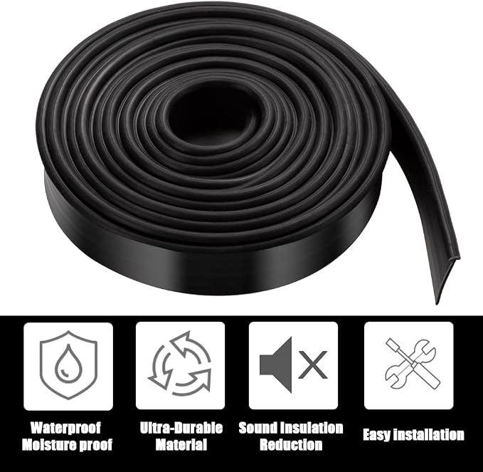 Shower Bottom Waterproof Door Rubber Sweep Trim Black Seal - Image 6