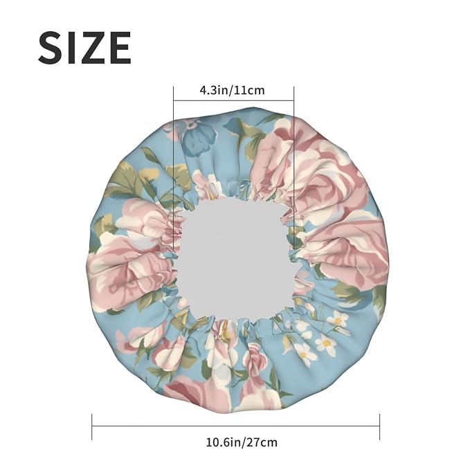 Elegant Peony Shower Cap for Women Reusable Waterproof Stylish Bath Hat Hair - Image 6