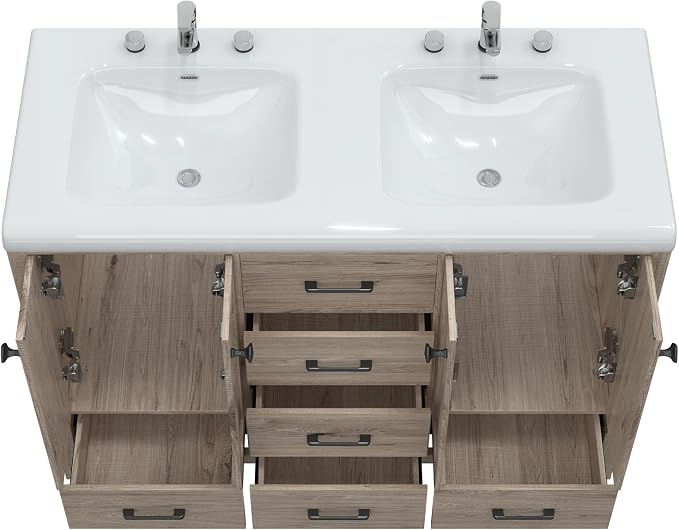 51 inch Bathroom Sink Vanity Combo, Large Freestanding Double Bath Vanity Sink - Image 5