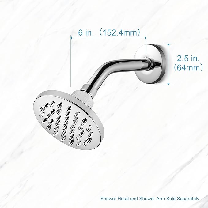 OFFO Shower Arm with Flange, 6 in Wall Mount Replacement Angle Shower Head Arm - Image 5