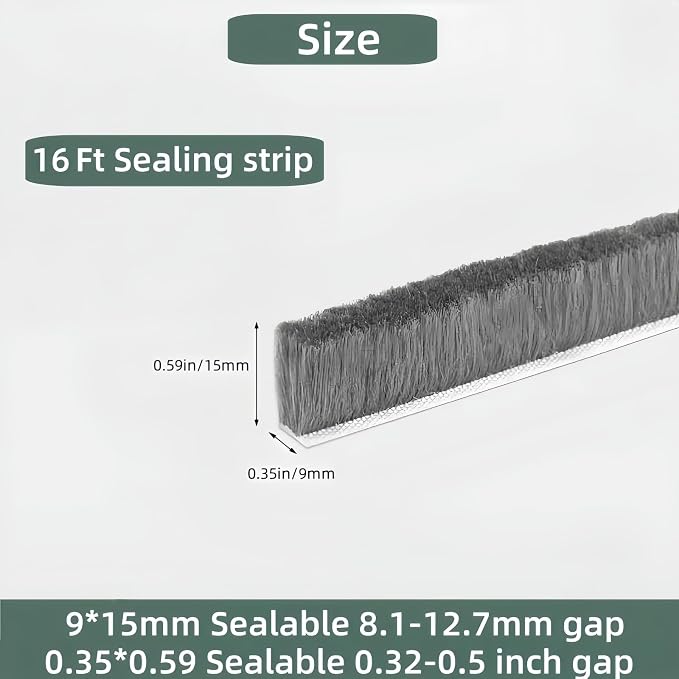 Window Weather Stripping Door Seal, 16.5FT Self-Adhesive Soundproofing Weather - Image 2