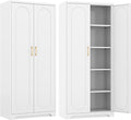 Kitchen Pantry Cabinet, 71”Metal White Storage Cabinet by Steeloong