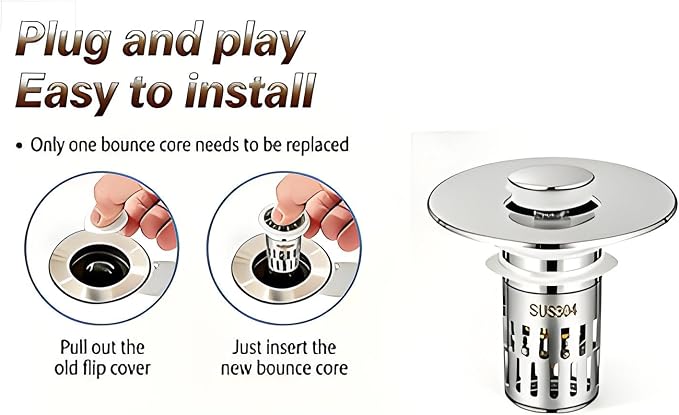 （2PCS） Bathroom Sink Stopper，Sink Drain Strainer，Pop-up Removable Hair Catcher - Image 5