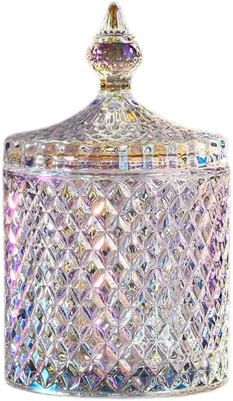 Colorful Home Decorative Jar Qtips Holder Dispenser Glass Storage Container by Unknown