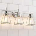 Industrial Bathroom Vanity Lights: 3-Lights Silver Brushed Nickel Vintage Metal by HAHZT