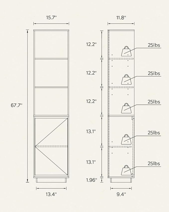 67" Tall Bathroom Storage Cabinet - Image 2