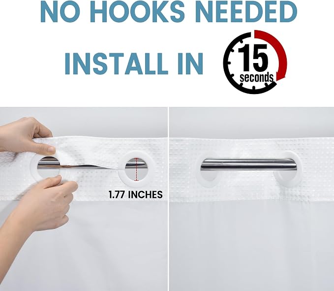 Long No Hook Shower Curtain - Image 3