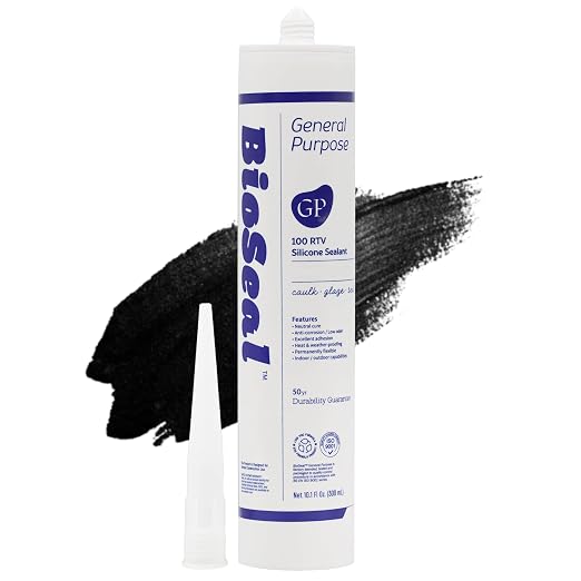 Black BioSeal 100% Silicone Sealant Caulk General Purpose, Waterproof and No - Image 2